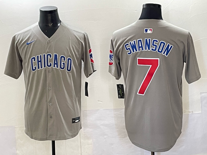 Men Chicago Cubs #7 Swanson grey Nike MLB 2025 jersey 001->chicago cubs->MLB Jersey